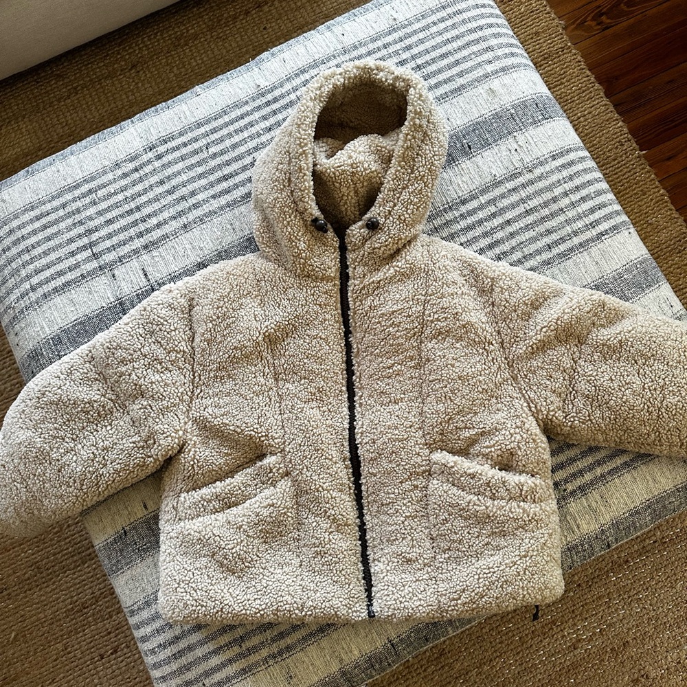 Topshop Cream Sherpa Puffer Jacket